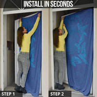Hawaiian Monk Seal and Whale Door Cover Kakau Tribal Pattern Blue Color LT03 - Polynesian Pride