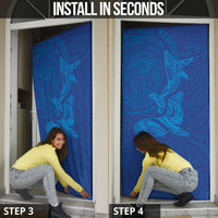 Hawaiian Monk Seal and Whale Door Cover Kakau Tribal Pattern Blue Color LT03 - Polynesian Pride