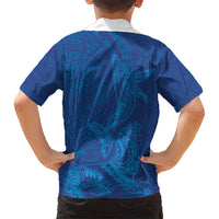 Hawaiian Monk Seal and Whale Family Matching Mermaid Dress and Hawaiian Shirt Kakau Tribal Pattern Blue Color LT03 - Polynesian Pride