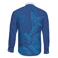 Hawaiian Monk Seal and Whale Family Matching Puletasi and Hawaiian Shirt Kakau Tribal Pattern Blue Color LT03 - Polynesian Pride