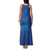 Hawaiian Monk Seal and Whale Family Matching Tank Maxi Dress and Hawaiian Shirt Kakau Tribal Pattern Blue Color LT03 - Polynesian Pride
