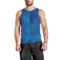Hawaiian Monk Seal and Whale Men Tank Top Kakau Tribal Pattern Blue Color LT03 - Polynesian Pride