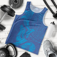 Hawaiian Monk Seal and Whale Men Tank Top Kakau Tribal Pattern Blue Color LT03 - Polynesian Pride