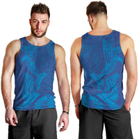 Hawaiian Monk Seal and Whale Men Tank Top Kakau Tribal Pattern Blue Color LT03 - Polynesian Pride