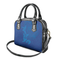 Hawaiian Monk Seal and Whale Shoulder Handbag Kakau Tribal Pattern Blue Color LT03 - Polynesian Pride