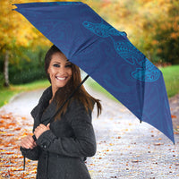 Hawaiian Monk Seal and Whale Umbrella Kakau Tribal Pattern Blue Color