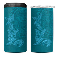 Hawaiian Monk Seal and Whale 4 in 1 Can Cooler Tumbler Kakau Tribal Pattern Teal Color LT03 One Size: 16 oz Teal - Polynesian Pride