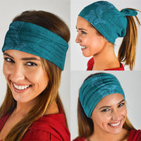 Hawaiian Monk Seal and Whale Neck Gaiter Kakau Tribal Pattern Teal Color