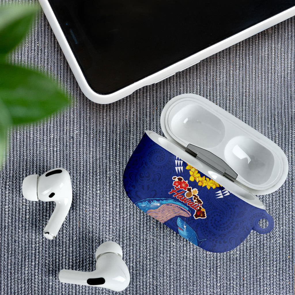 Hawaiian Sea Animals AirPods Case Whales Shark and Turtle Guardians with Tribal Pattern