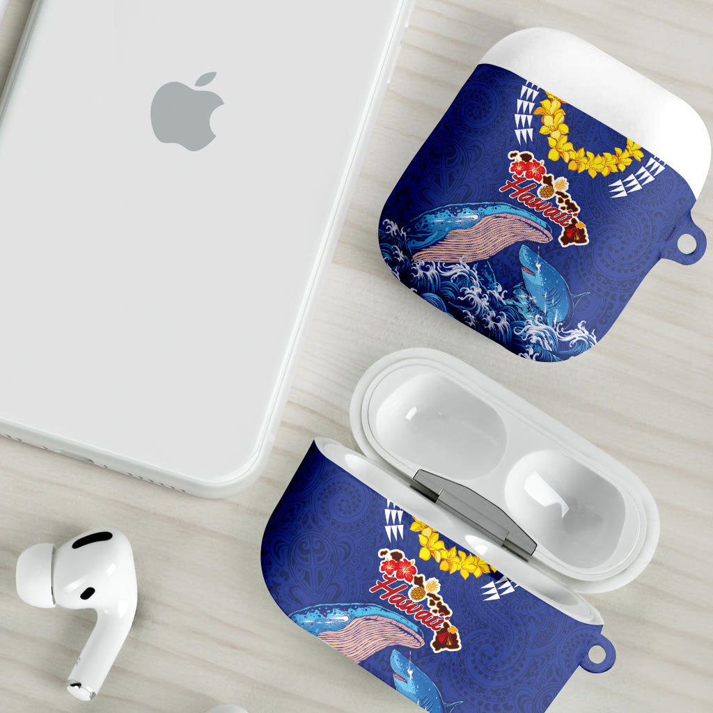 Hawaiian Sea Animals AirPods Case Whales Shark and Turtle Guardians with Tribal Pattern