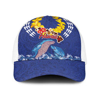 Hawaiian Sea Animals Baseball Net Cap Whales Shark and Turtle Guardians with Tribal Pattern