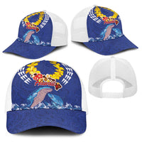 Hawaiian Sea Animals Baseball Net Cap Whales Shark and Turtle Guardians with Tribal Pattern