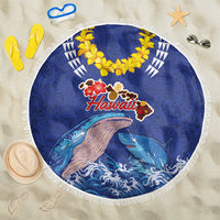 Hawaiian Sea Animals Beach Blanket Whales Shark and Turtle Guardians with Tribal Pattern LT03 One Size 150cm Blue - Polynesian Pride