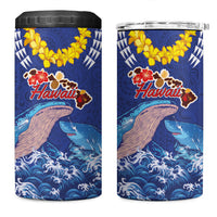 Hawaiian Sea Animals 4 in 1 Can Cooler Tumbler Whales Shark and Turtle Guardians with Tribal Pattern LT03 One Size: 16 oz Blue - Polynesian Pride