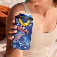 Hawaiian Sea Animals 4 in 1 Can Cooler Tumbler Whales Shark and Turtle Guardians with Tribal Pattern LT03 - Polynesian Pride