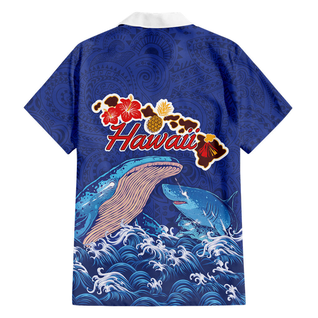 Hawaiian Sea Animals Family Matching Off Shoulder Maxi Dress and Hawaiian Shirt Whales Shark and Turtle Guardians with Tribal Pattern LT03 - Polynesian Pride