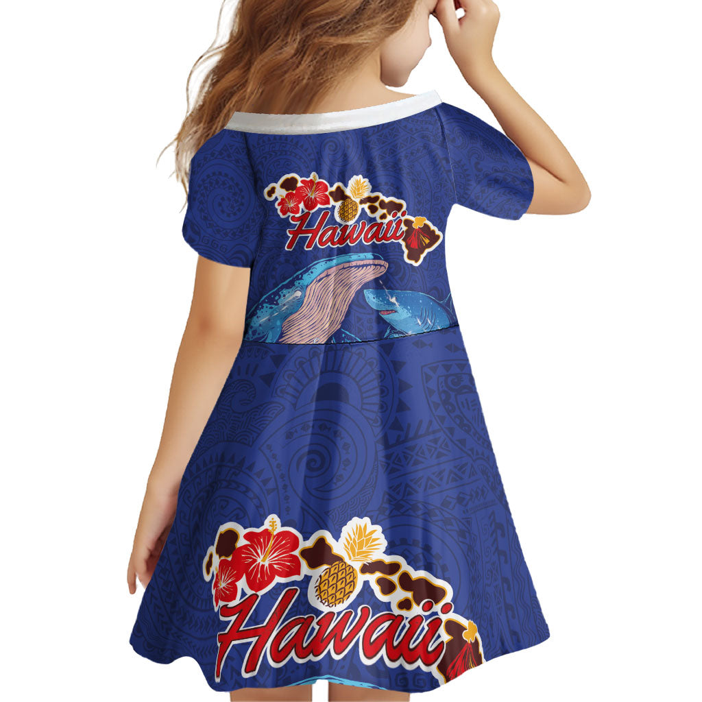 Hawaiian Sea Animals Family Matching Short Sleeve Bodycon Dress and Hawaiian Shirt Whales Shark and Turtle Guardians with Tribal Pattern LT03 - Polynesian Pride