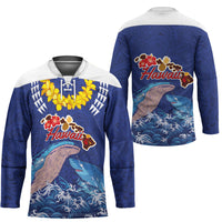 Hawaiian Sea Animals Hockey Jersey Whales Shark and Turtle Guardians with Tribal Pattern