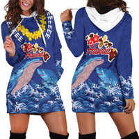 Hawaiian Sea Animals Hoodie Dress Whales Shark and Turtle Guardians with Tribal Pattern LT03 - Polynesian Pride