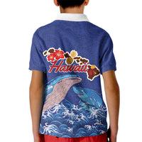 Hawaiian Sea Animals Kid Polo Shirt Whales Shark and Turtle Guardians with Tribal Pattern