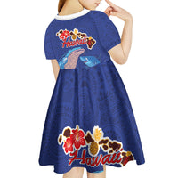 Hawaiian Sea Animals Kid Short Sleeve Dress Whales Shark and Turtle Guardians with Tribal Pattern LT03 - Polynesian Pride
