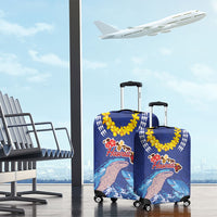 Hawaiian Sea Animals Luggage Cover Whales Shark and Turtle Guardians with Tribal Pattern
