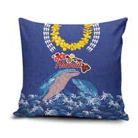 Hawaiian Sea Animals Pillow Cover Whales Shark and Turtle Guardians with Tribal Pattern LT03 Blue - Polynesian Pride