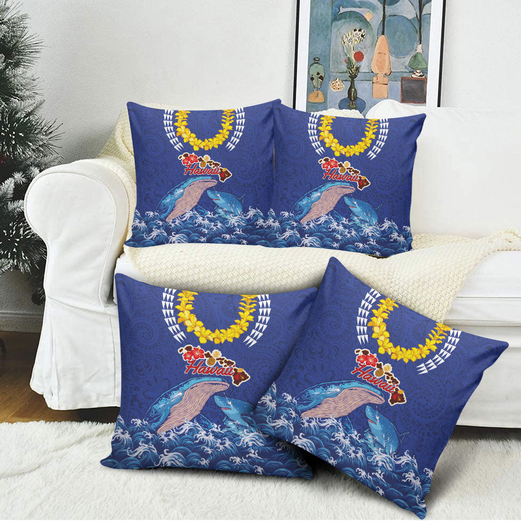 Hawaiian Sea Animals Pillow Cover Whales Shark and Turtle Guardians with Tribal Pattern LT03 - Polynesian Pride