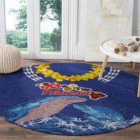 Hawaiian Sea Animals Round Carpet Whales Shark and Turtle Guardians with Tribal Pattern LT03 - Polynesian Pride