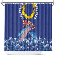 Hawaiian Sea Animals Shower Curtain Whales Shark and Turtle Guardians with Tribal Pattern
