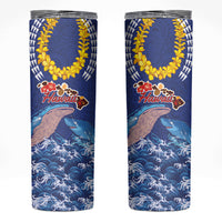 Hawaiian Sea Animals Skinny Tumbler Whales Shark and Turtle Guardians with Tribal Pattern LT03 Blue - Polynesian Pride