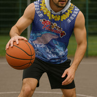 Hawaiian Sea Animals Sleeveless Hoodie Whales Shark and Turtle Guardians with Tribal Pattern LT03 - Polynesian Pride