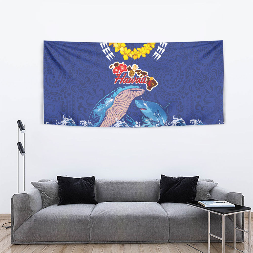 Hawaiian Sea Animals Tapestry Whales Shark and Turtle Guardians with Tribal Pattern LT03 - Polynesian Pride