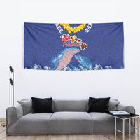 Hawaiian Sea Animals Tapestry Whales Shark and Turtle Guardians with Tribal Pattern LT03 - Polynesian Pride