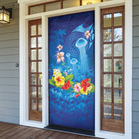 Fiji Jellyfish Door Cover Tapa Patterns and Hibiscus Sea Vibe LT03 - Polynesian Pride