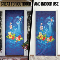 Fiji Jellyfish Door Cover Tapa Patterns and Hibiscus Sea Vibe LT03 - Polynesian Pride