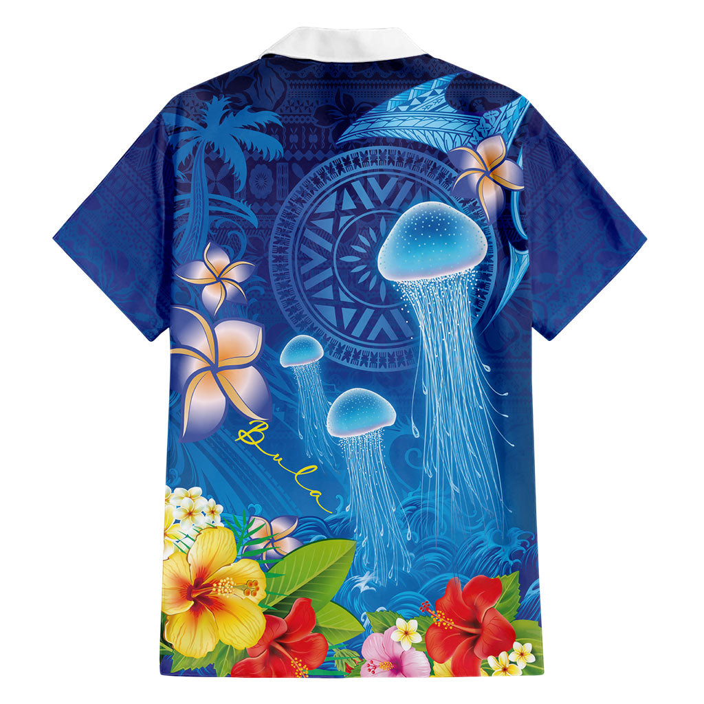 Fiji Jellyfish Family Matching Off Shoulder Maxi Dress and Hawaiian Shirt Tapa Patterns and Hibiscus Sea Vibe LT03 - Polynesian Pride