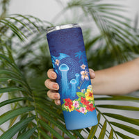 Fiji Jellyfish Skinny Tumbler Tapa Patterns and Hibiscus Sea Vibe LT03 - Polynesian Pride