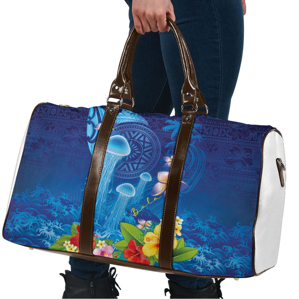 Fiji Jellyfish Travel Bag Tapa Patterns and Hibiscus Sea Vibe LT03 - Polynesian Pride