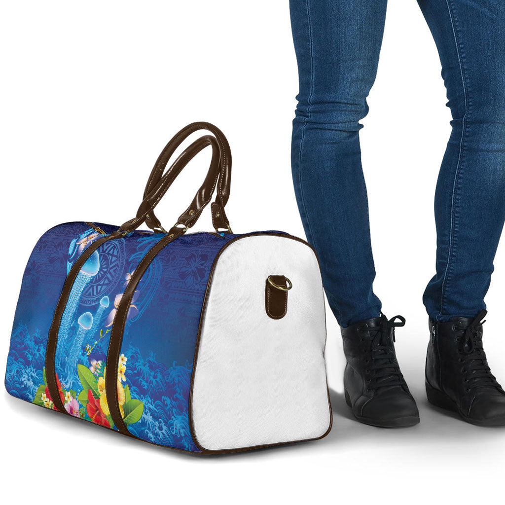 Fiji Jellyfish Travel Bag Tapa Patterns and Hibiscus Sea Vibe LT03 - Polynesian Pride