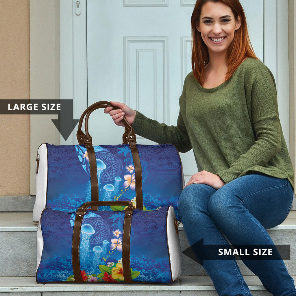 Fiji Jellyfish Travel Bag Tapa Patterns and Hibiscus Sea Vibe LT03 - Polynesian Pride