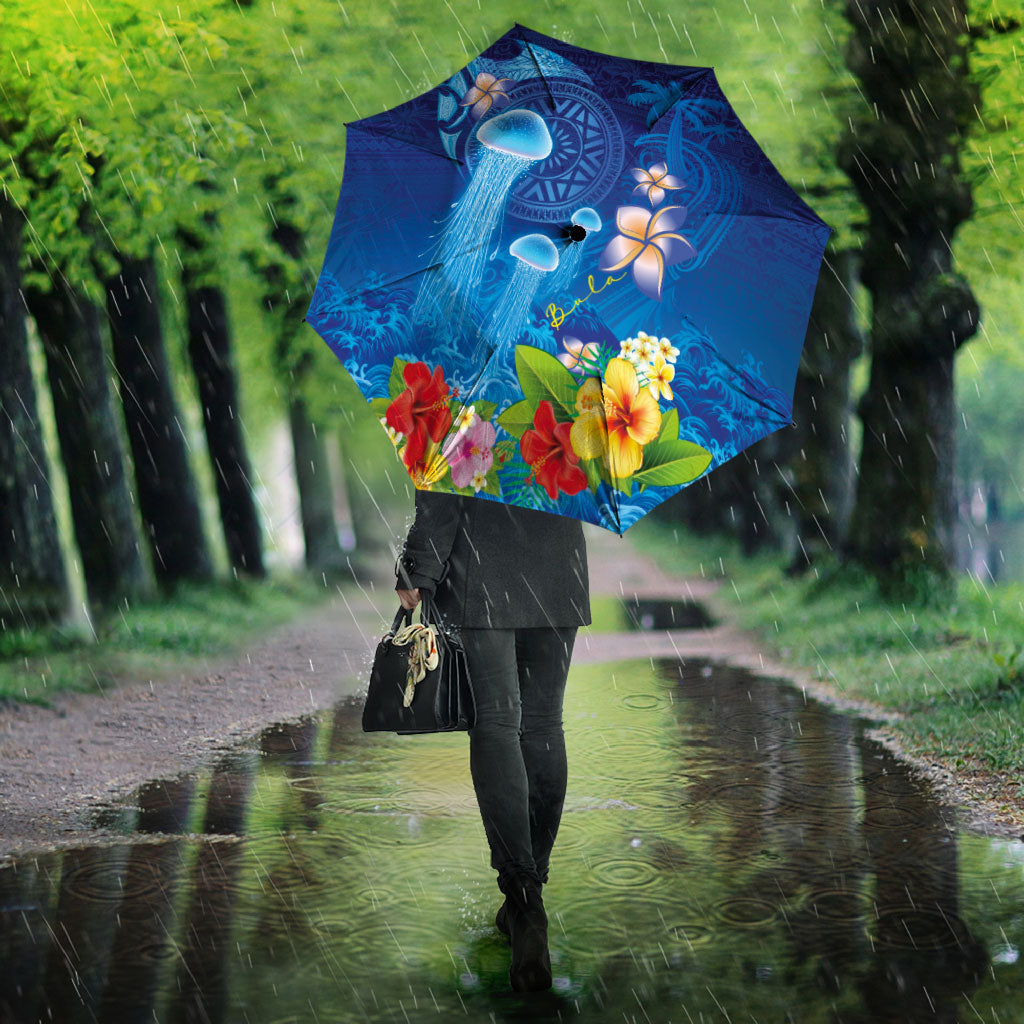 Fiji Jellyfish Umbrella Tapa Patterns and Hibiscus Sea Vibe LT03 - Polynesian Pride