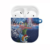 New Zealand Merry Christmas AirPods Case Maori Tribal Pattern with Xmas Tui Bird LT03 Multicolor - Polynesian Pride