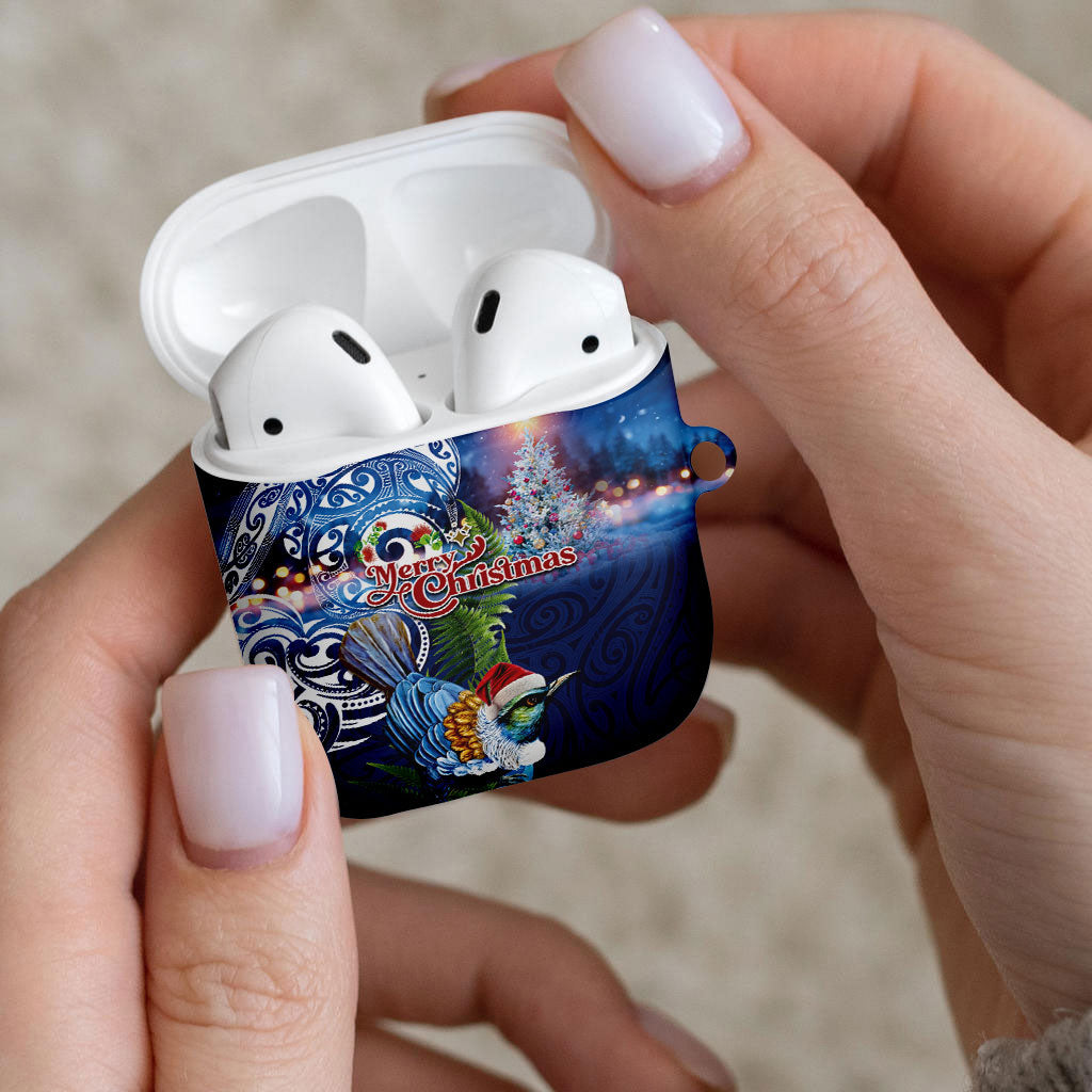 New Zealand Merry Christmas AirPods Case Maori Tribal Pattern with Xmas Tui Bird LT03 - Polynesian Pride