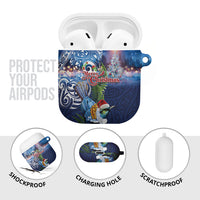 New Zealand Merry Christmas AirPods Case Maori Tribal Pattern with Xmas Tui Bird LT03 - Polynesian Pride
