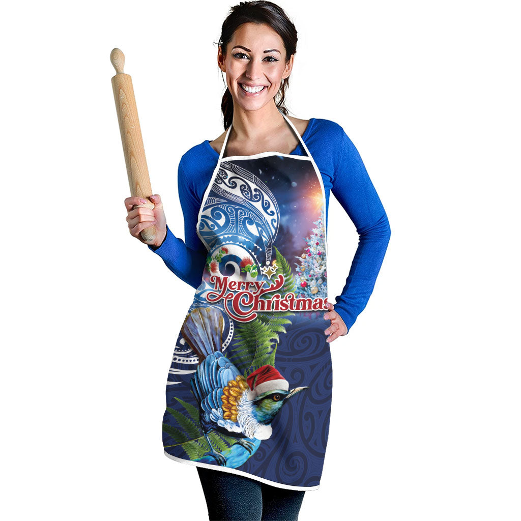 New Zealand Merry Christmas Apron Maori Tribal Pattern with Xmas Tui Bird