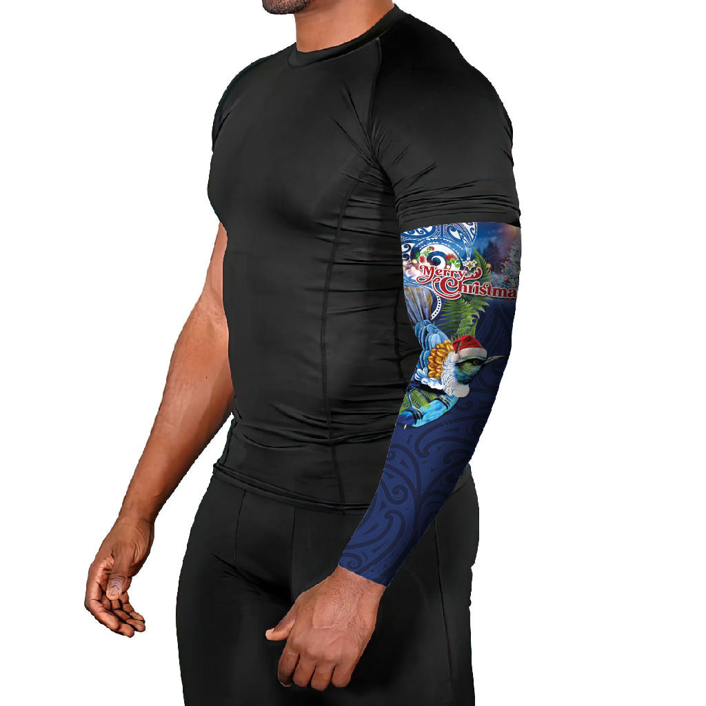 New Zealand Merry Christmas Arm Sleeves Maori Tribal Pattern with Xmas Tui Bird LT03 - Polynesian Pride