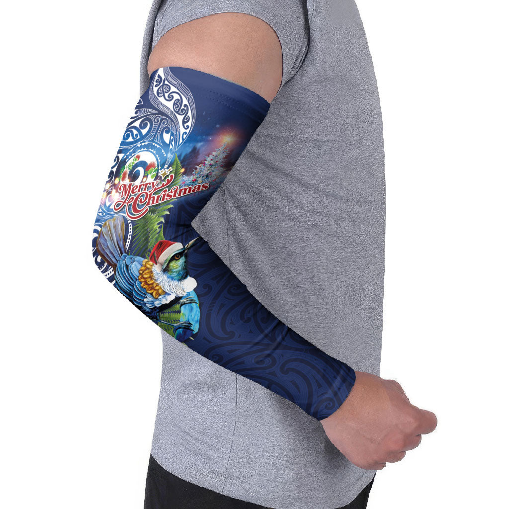 New Zealand Merry Christmas Arm Sleeves Maori Tribal Pattern with Xmas Tui Bird LT03 - Polynesian Pride