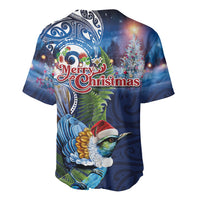 New Zealand Merry Christmas Baseball Jersey Maori Tribal Pattern with Xmas Tui Bird LT03 - Polynesian Pride
