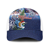 New Zealand Merry Christmas Baseball Net Cap Maori Tribal Pattern with Xmas Tui Bird